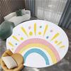 Simple Dots Print Round Rug Cartoon Rainbow Sun Machine Washable Circular Carpet Runner Non Slip Circle Area Rug Carpet Mat