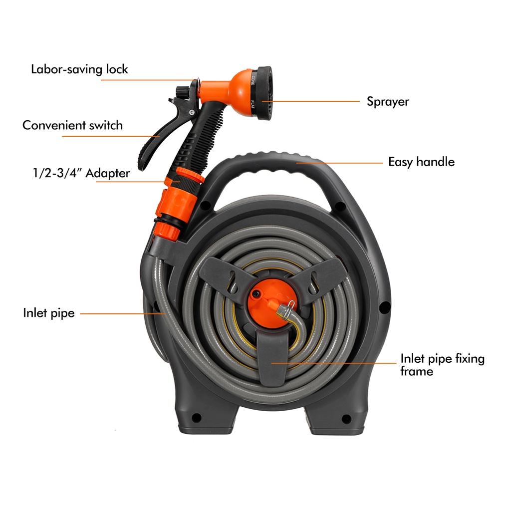 New Retractable Portable Water Hose Reel with Water Spray Gun High Pressure Water Spray Agricultural Home Garden Storage Suit Cart Car Wash Hose