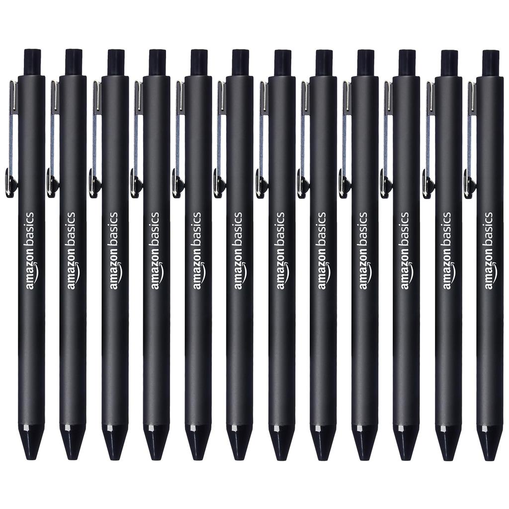 Шариковые ручки Amazon Basics, черные, 1,2 мм, упаковка 12 шт.