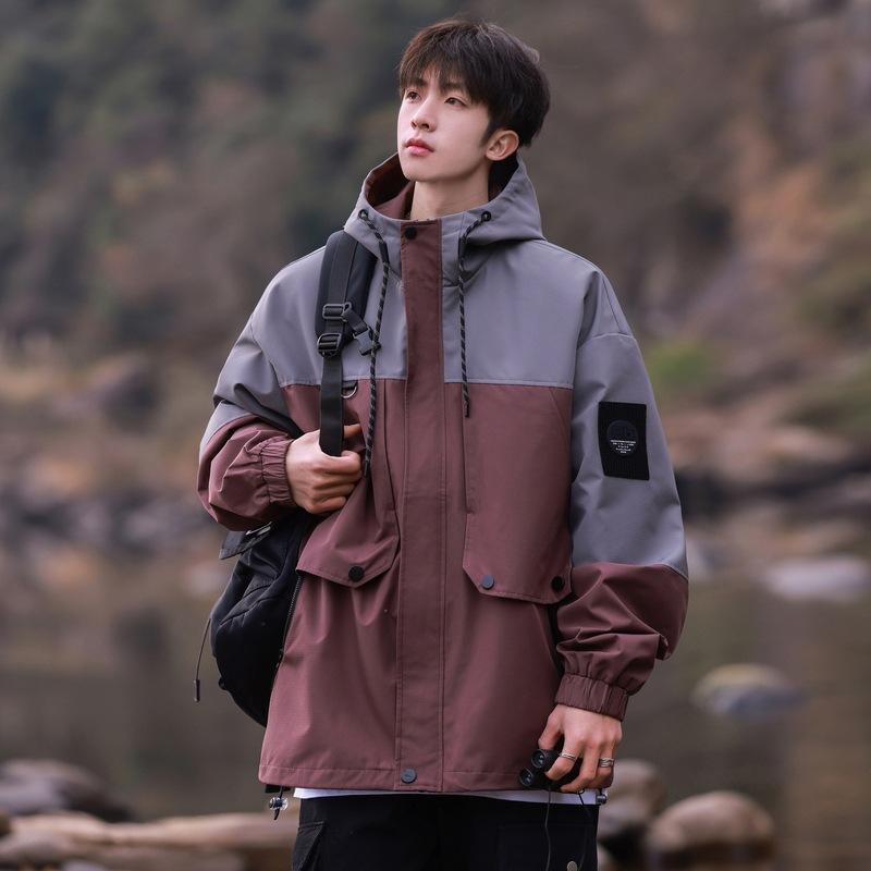 American Trendy Brand Color-blocked Hooded Jackets for Men and Women, Japanese Street Niche Design, Loose BF Style Casual Jackets for Couples