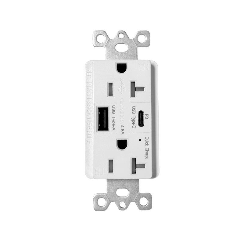 UL-Certified North American 20A 120V Socket with USB & Type-C PD Fast Charging and TR Safety Shutter