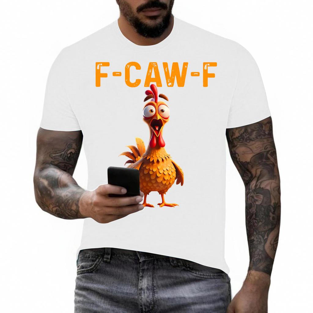 Смешная футболка с петухом, кукарекающим F-Caw-F, и каламбуром