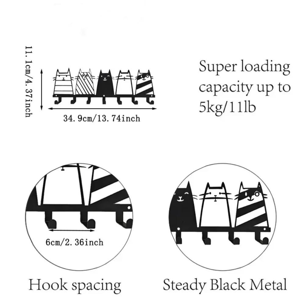 Декоративный крючок с милым котом, вешалка для ключей с 7 крючками, современная вешалка для одежды, настенная вешалка для декора кошек