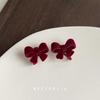 Рождественский красный бархатный бант французский ретро принцесса клипсы без прокола