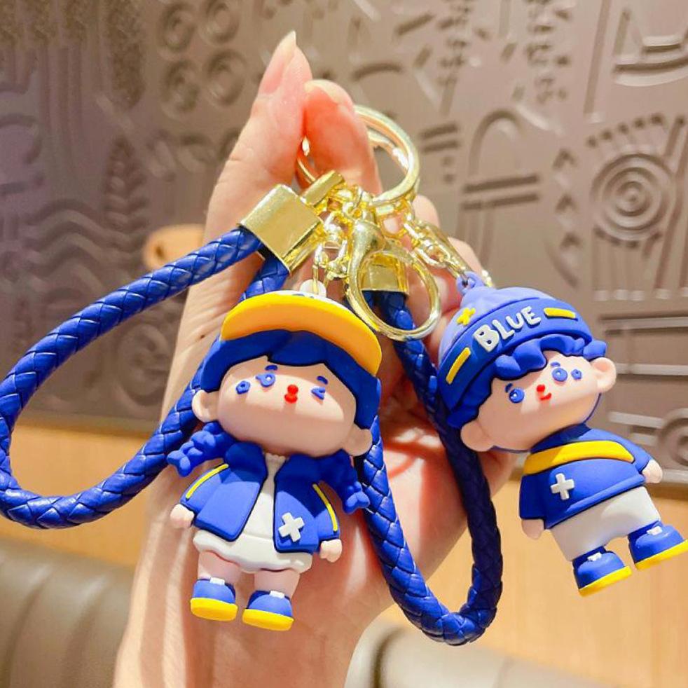 Синий Брелок для пары Мультяшный Мальчик Девочка Кукла Изысканный Подвеска для машины сумки Наземный Маркетинг Маленький Подарок