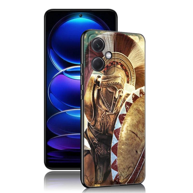 Spartan Black Silicone Phone Case For Xiaomi Redmi Note 10 11 11S 12 13 4G 8 9 11T Pro 5G Plus 8T 9S 10S 12S