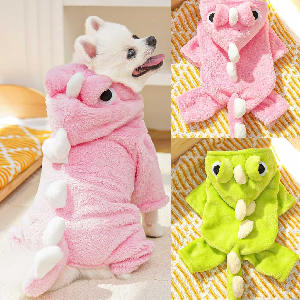 Pet Clothing Flannel Dog Warm Jumpsuits Dinosaur Shape Cute Puppy Pajamas Soft Comfortable Dog Four Legs Clothes Pet Show