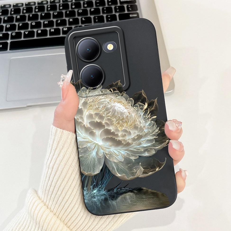 For Vivo Y36 5G V2248 Case For Vivo Y27 5G V2302 Cover Silicone Luxury Fashion Flowers Kawaii Cute Cat Funny Phone Case Bumper