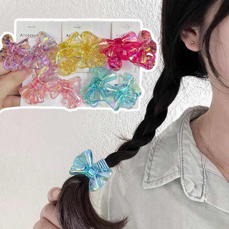 2PCS New Cute Transparent Color Princess Headwear Kids Elastic Hair Bands Children Hair Ropes Girls Hair Accessories