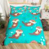 Cute Cartoon Animal Print Comforter Cover Sets Sea Otter Duvet Cover Set Ocean Creature Otter Toddler Soft Polyester Bedding Set