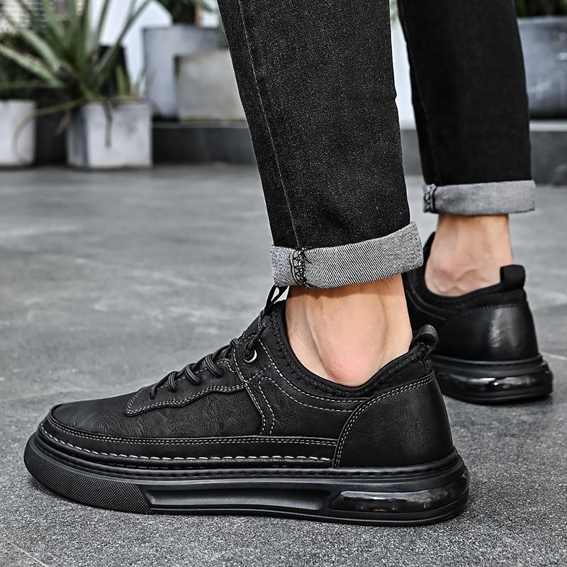 Кроссовки, мужская рабочая обувь, осень 2024, новая роскошная кожаная обувь высокого качества, классическая спортивная мужская обувь на шнуровке на открытом воздухе
