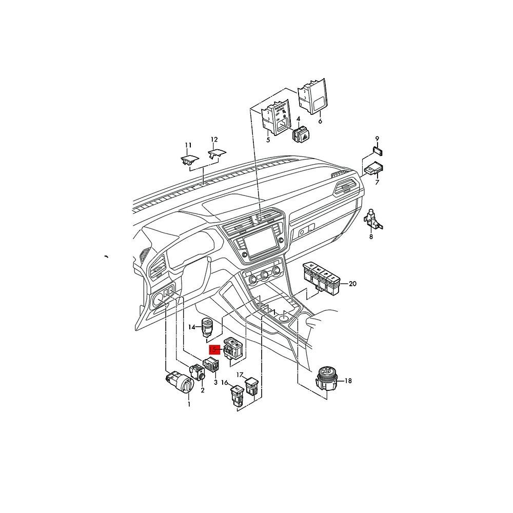 12 Pins Hand Brake Switch Eletronic Car Parking Switch Parking Hand Brake for VW Tiguan 2017-2022
