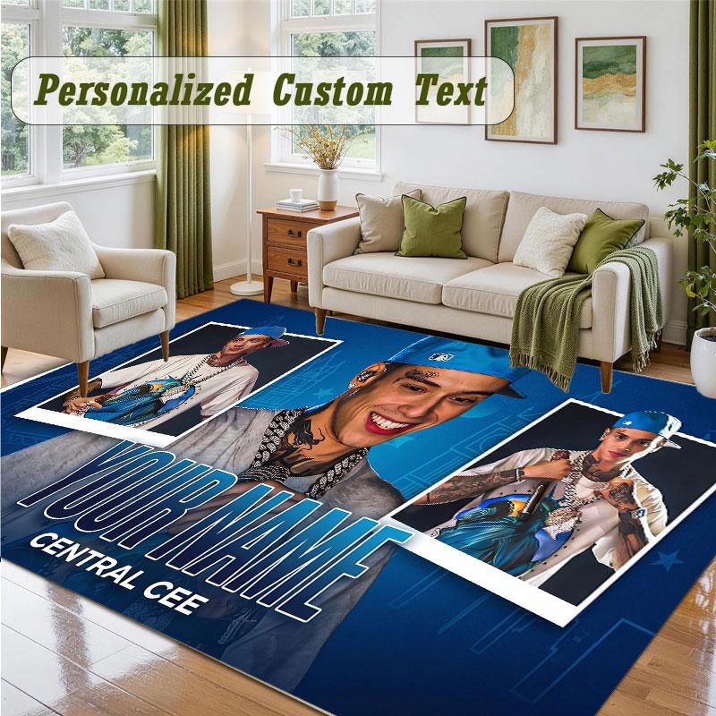 Crystal Velvet Square Rug Custom NameCentral Cee Pattern Non Slip Home Floor Decor Rug