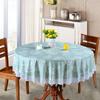 Round Tablecloth Waterproof, Oil-proof, Wash-free and Anti-scalding PVC Plus Cotton Thickened Household Pastoral Style Large Round Tablecloth