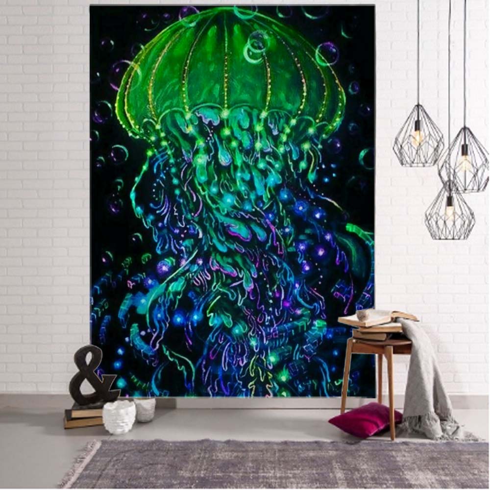 VIKAMA Psychedelic Wind Mushroom Tapestry Fadeproof Scifi Wall Wall Hanging Game Room Escape Room Music Festival Wall Tapestry