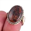 Natural Mahogany Red Obsidian Gemstone TwoTone 925 Sterling Silver Ring S.7 E5y17