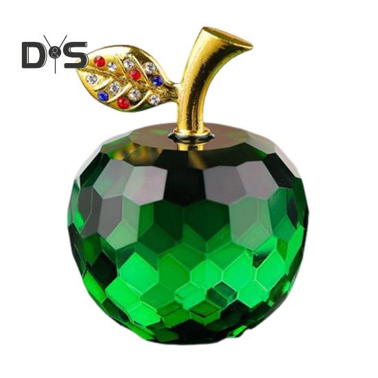 Стеклянные яблоки, фигурка, искусственный хрустальный фрукт, украшение, коллекционные полупрозрачные яблоки, украшение для домашнего офиса, приборной панели автомобиля