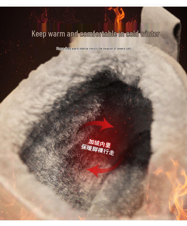 Мужские зимние ботинки на флисовой подкладке - Толстые, теплые, морозостойкие, нескользящие, хлопковые ботинки на один шаг