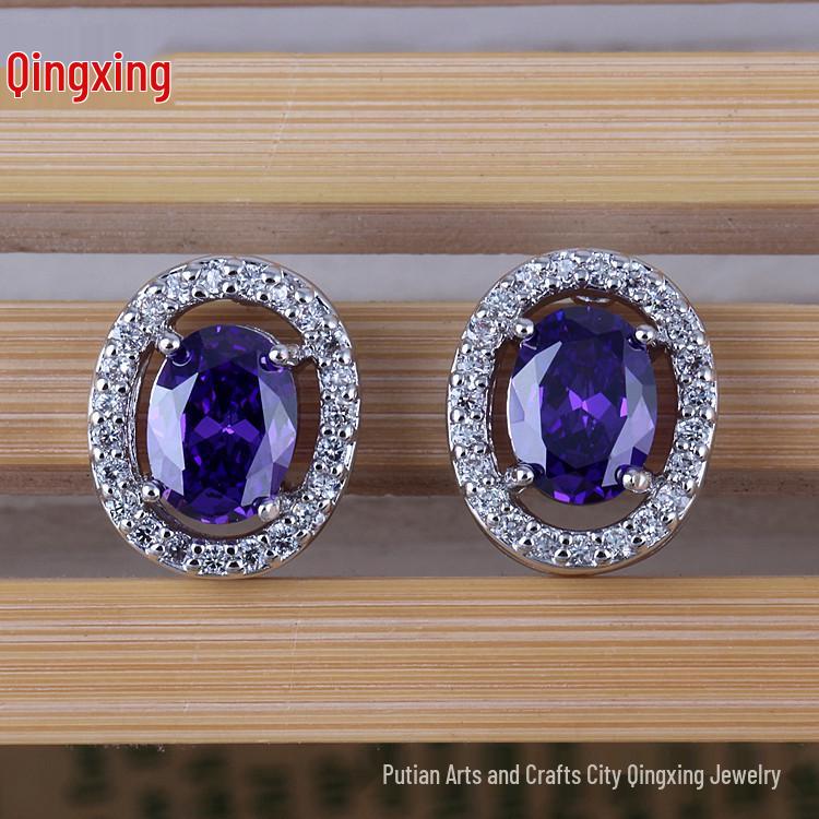 Hot-Selling Retro Oval Stud Earrings with AAA Zircon - Perfect Birthday Gift