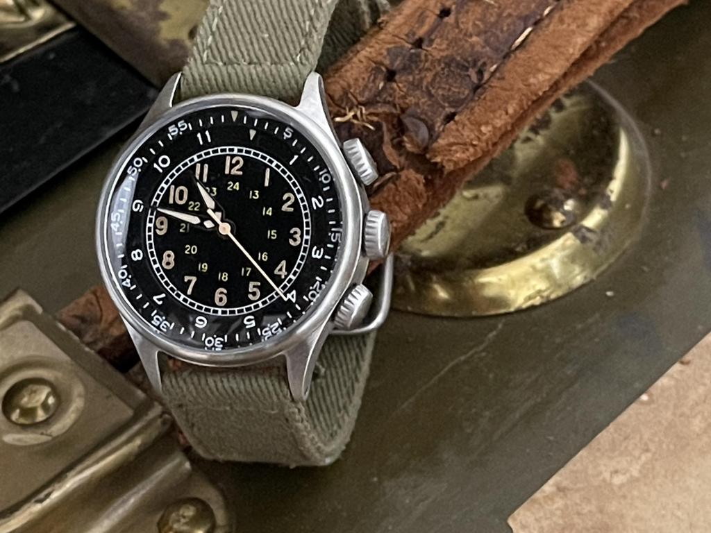 M.R.M.W. Men's Military Watch, Type A-15, Elapsed Time, Olive-Colored Fabric Strap