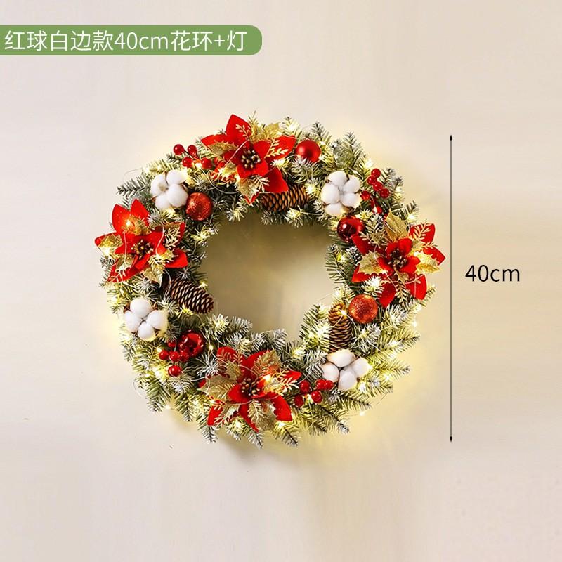 LED Lighted Christmas Wreath Decor Door Wall Party Home Holiday Decoration PVC Floral Ring 40cm 50cm 60cm