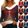 Long Sleeve Shirts For Women Cute Tops Christmas Prints Tees Blouses Casual Plus Size Basic Tops Pullover