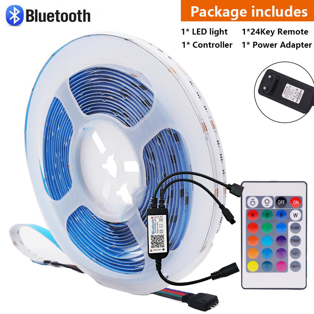 12В Wi-Fi Bluetooth RGB COB Светодиодная лента Пульт ДУ 44 клавиши 24 клавиши Комплект питания 840 светодиодов/м Гибкая световая лента Декор для дома 1 2 рулона