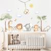 Cartoon Cute Lion Elephant Giraffe Tree Forest Animal Wall Stickers for Bedroom Living Room Nursery Decoration Wall Decals