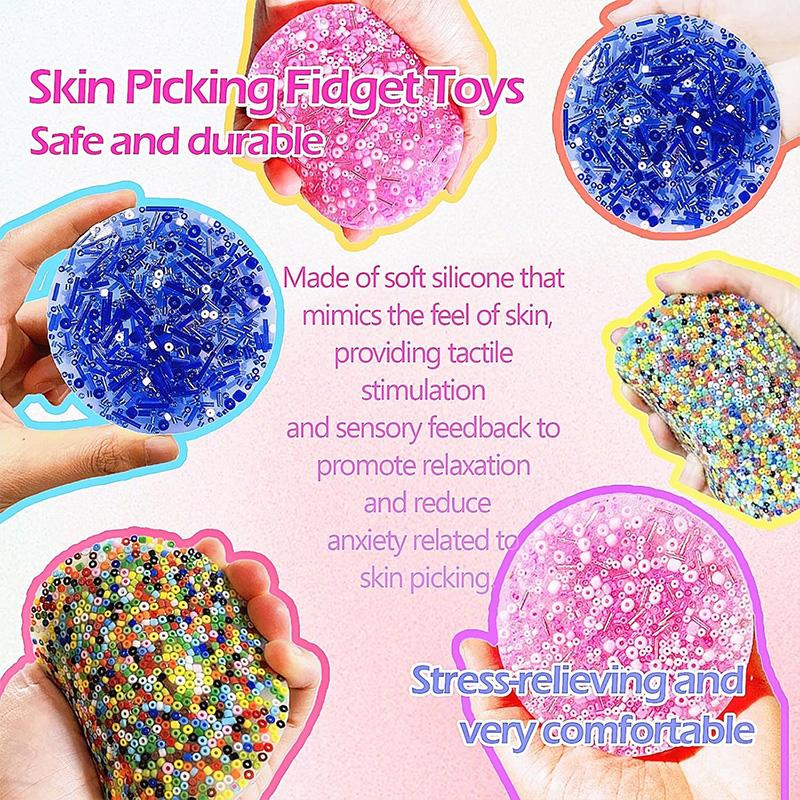 Xiaomi Skin Picking Fidget Toys Silicone Skin Picking Pocket Pads Round Heart Cat Pear Shape for Decompression ADHD OCD Color I450000