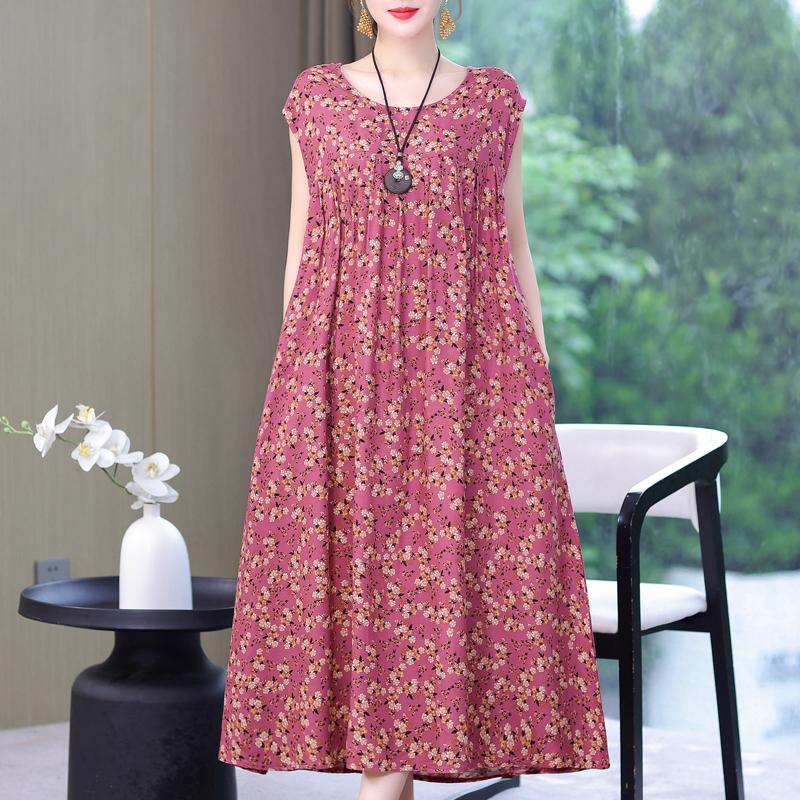 Летнее винтажное платье больших размеров, женские свободные повседневные элегантные длинные платья без рукавов большого размера