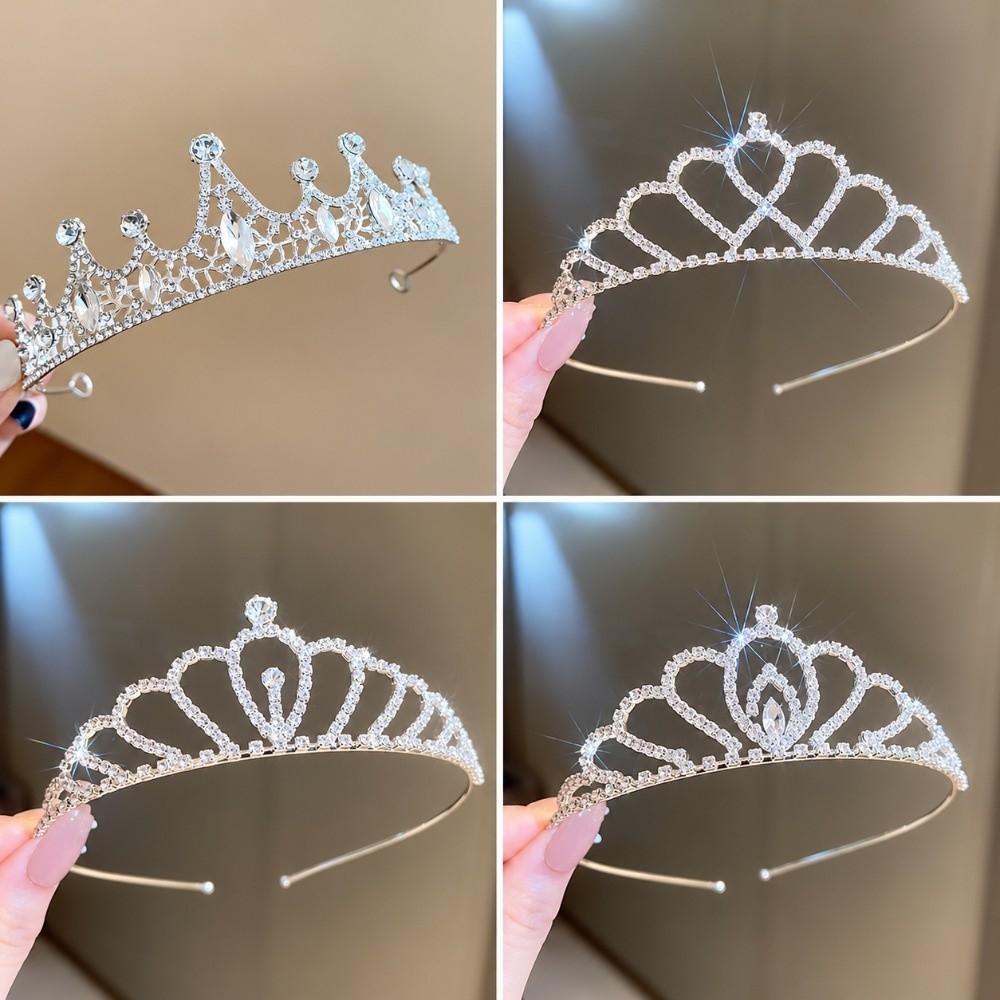 Crystal Rhinestone Bridal Tiara Micro Pave Zircon Hair Ornament Crystal Crown For Women Girls