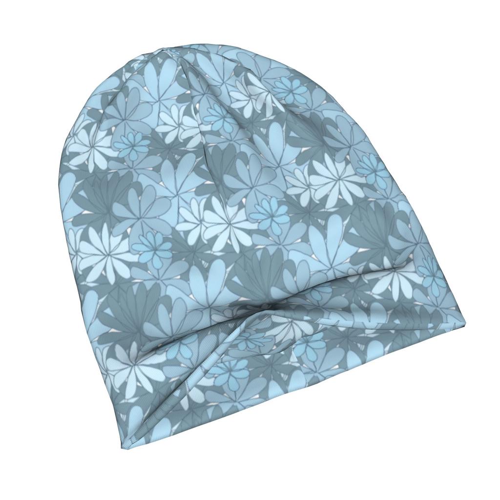 Blue Daisies Knit Hat with Subtle Fashion Details Ideal for Adults Looking to Add Texture and Character to Cold-season Daily Wear