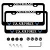 2 Pcs License Plate Frame for U.S. Army Veteran Black Matte Aluminum Car Plate Cover Holders with Screw Caps