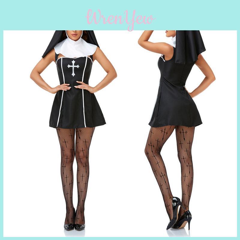 Nun Religieuse Themed Stage Costume For Women With Polyester Fabric For Cosplay Events