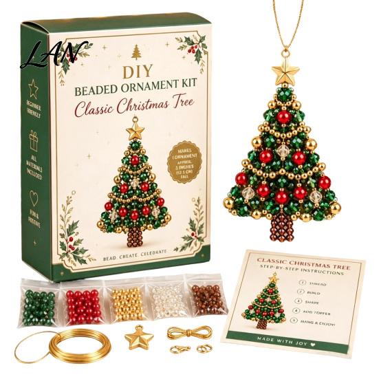 DIY Beading Projects for Teens Christmas Tree Beaded Ornament Kit, 3D Bead Craft Set, Seasonal Crafting Accessories Making Beginner Friendly