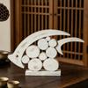 Decorative Wooden Fish Ornaments Hollow Design Coastal Style Fish Desktop Decoration Rustic Beach Style