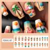 24 Pieces 3D Beach Press On Nail Medium Ballet Summer False Nail French Nail Art Tips Stick On Acrylic Nail for Women