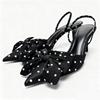 Fashion Black Polka Dot Bow Decoration Brand High Heels for Women Fashion Pointed Toe Thin Heel Designer Shoes Elegant Party Dress Shoes