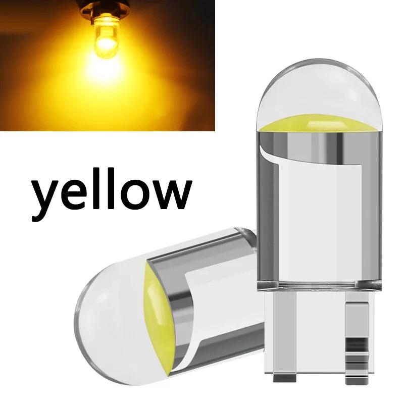 Автомобильный светодиод T10 W5W Canbus Glass COB 6000k Купольная лампа для чтения Маркерный клин номерного знака Лампа 168 194 192 DC 12 В Белый Синий Красный