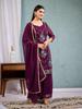 Женский бордовый вышитый комплект Kurta Palazzo с дупаттой, этнический костюм для вечеринки, индийский костюм