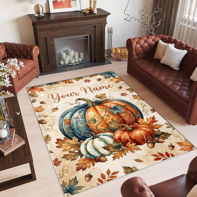 Halloween Theme Crystal Velvet Floor Rug Personalized Custom Name Text Warm Carpet Home Decoration
