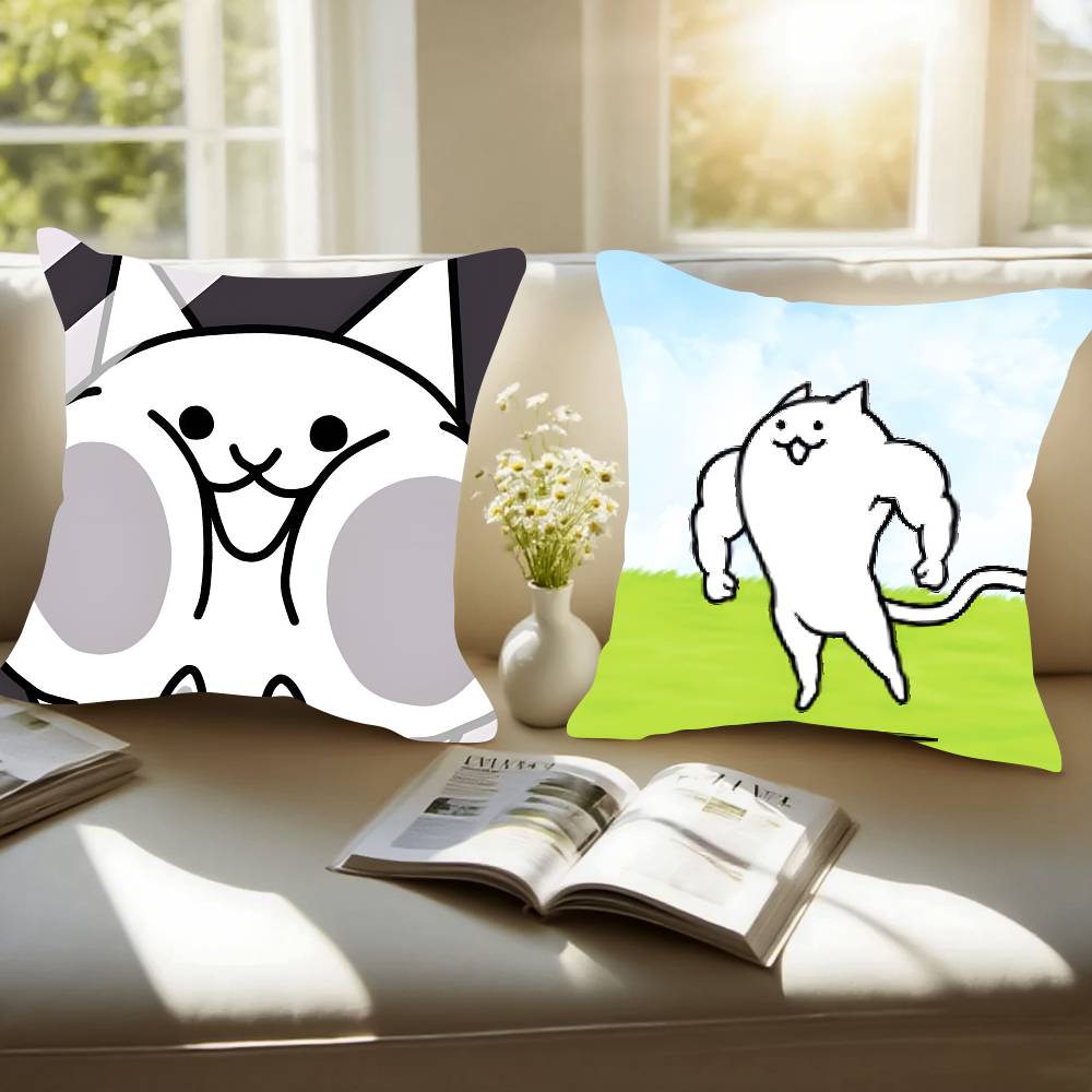 B-Battle Cats Anime Pillow Case Pattern Printed Pillowcase For Living Room Sofa Cushion Cover & Bedroom Decor