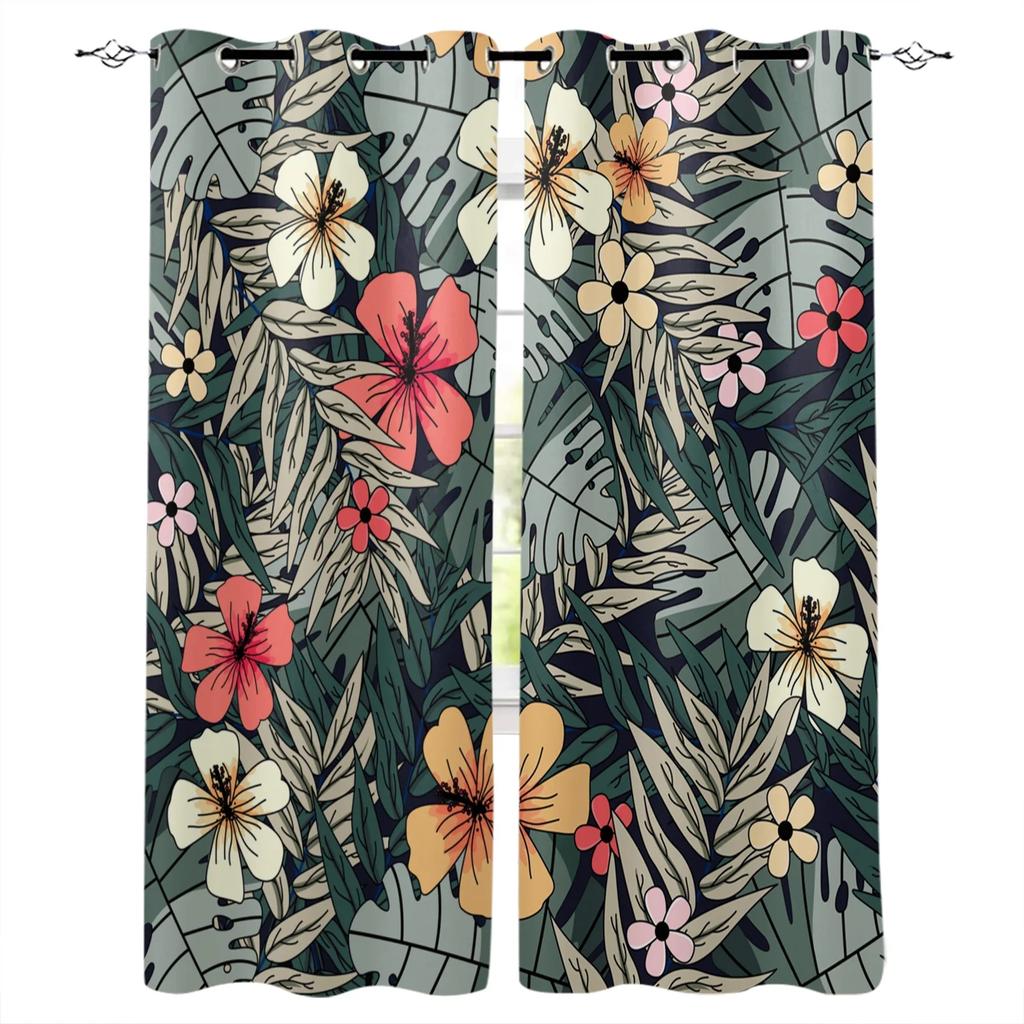 3D печатные золотые листья, черный фон, оконные шторы для гостиной, кухни, занавески для спальни, декоративные украшения для окон