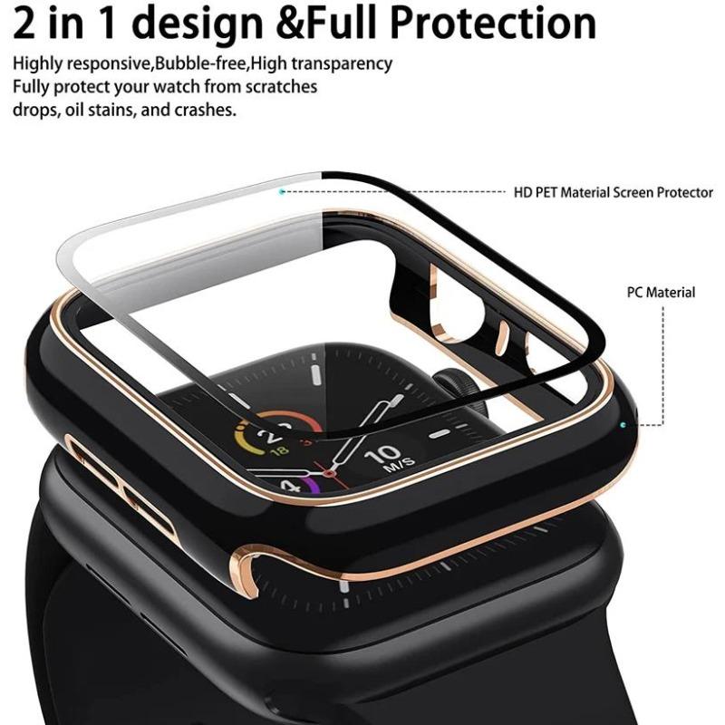 Glass+Cover For Apple Watch Case 45mm 41mm 44mm 40mm correa Accessorie Screen Protector for iwatch series 4 5 6 SE 7 8 9