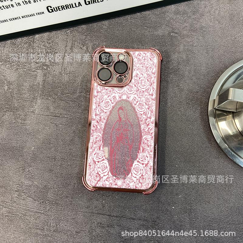 Чехол для мобильного телефона iPhone17 с полноэкранной розой, защита четырех углов с воздушной подушкой, защитная пленка для объектива 16promax, защитный чехол 15.