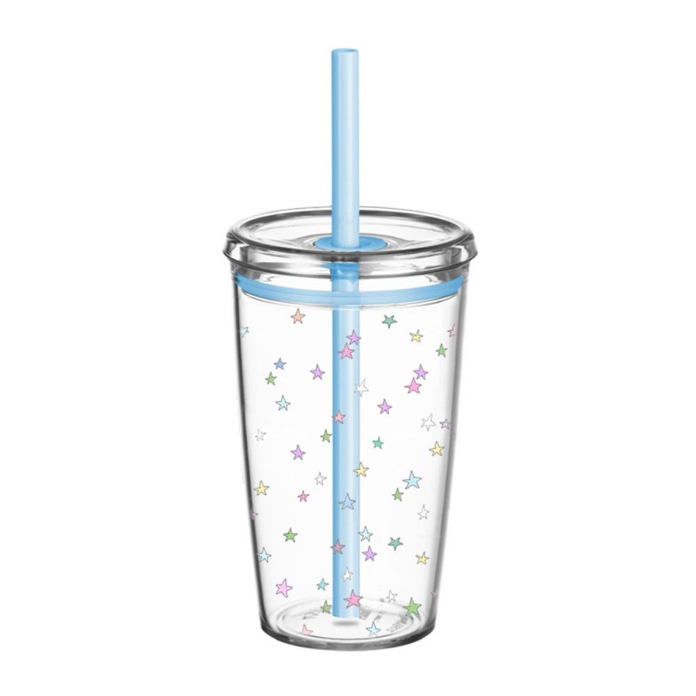 450ML Straw Cup Transparent Water Cup Cute Water Bottle Home Office