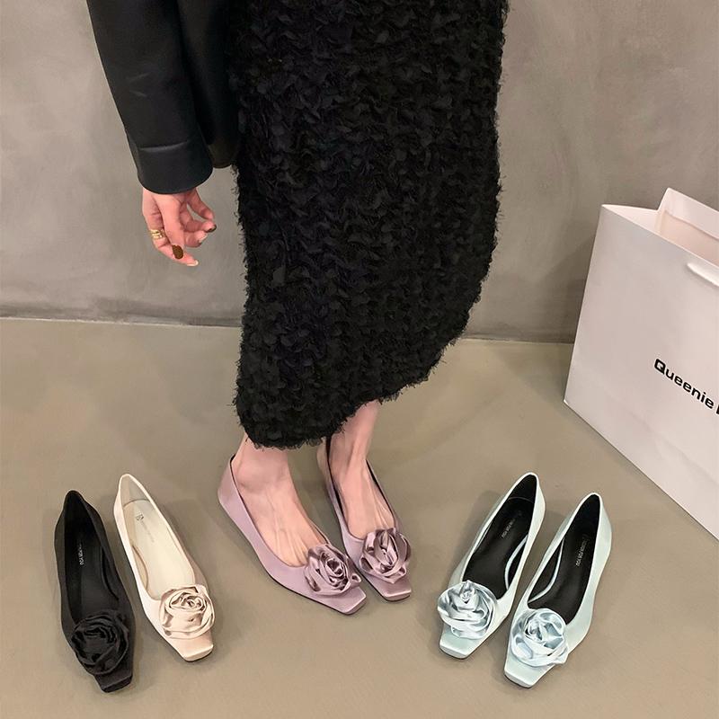 Трендовый модельер, женские туфли-лодочки с цветочным узором, модные женские повседневные туфли без шнуровки на плоской подошве, весенние женские удобные туфли с квадратным носком