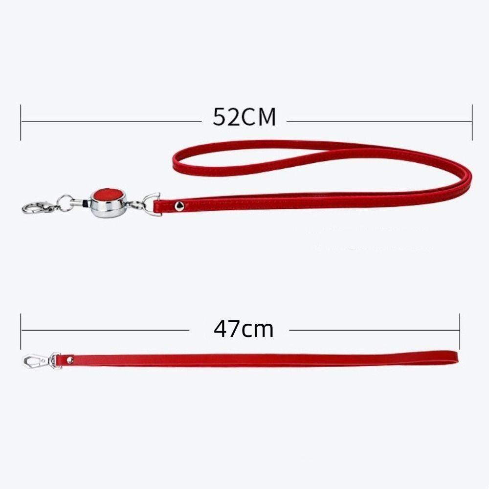 Leather Lanyards Telescopic Sling Bright Colors ID Badge Holder Office School