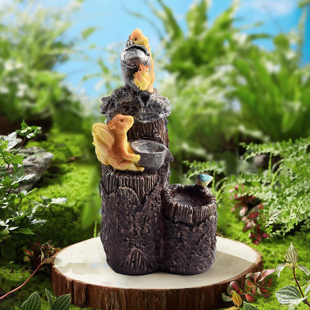 Solar Powered Squirrel Garden Ornament Animal Outdoor Patio Decor Squirrel Duck Flowing Water Solar Ornament Home Garden Decor