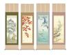 Подвесной свиток Нагаэ Цветы и птицы четырех сезонов и живопись птиц подвесной подвесной - Кейсю, (набор четыре) (цветочный свиток, свиток)